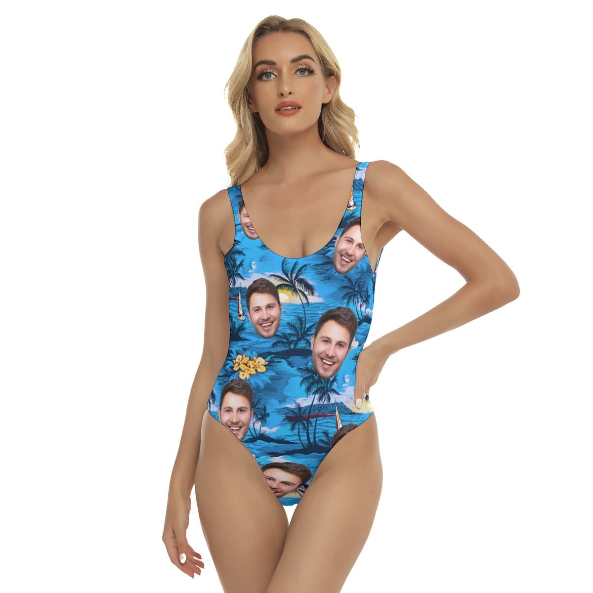 Pacific Legend Blue One Piece Swimsuit With Custom Face (1)