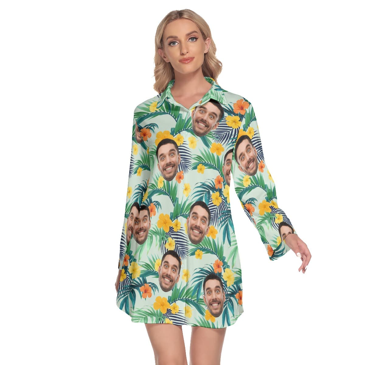 Personalized Custom Face Women’s Hawaiian Beach Dress (1)