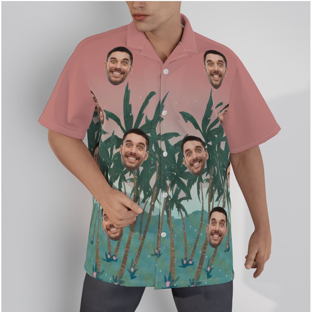 Pink Custom Hawaiian Shirt With Multiple Faces (1)