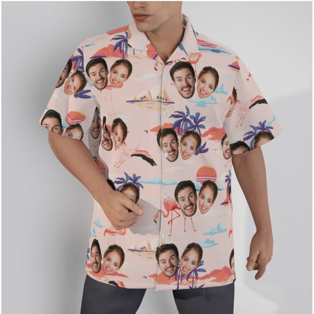 Pink Flamingo Custom Hawaiian Shirt With Multiple Faces (1)