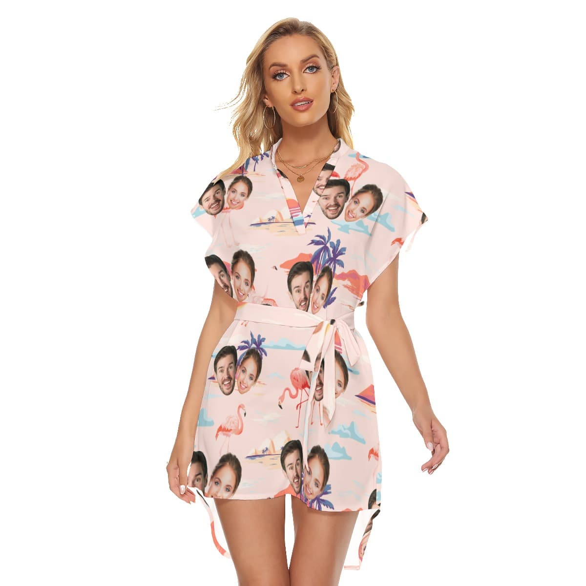 Pink Flamingo Summer Beach Dresses With Custom 2 Faces (1)