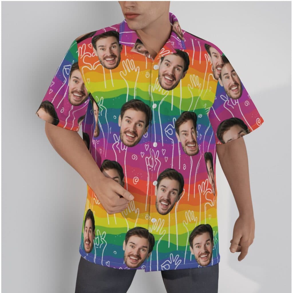 Pride Custom Face LGBT Button Up Shirt (1)