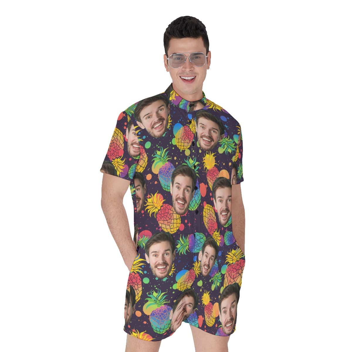 Pride Month Pineapple Custom Face Hawaiian Romper (1)