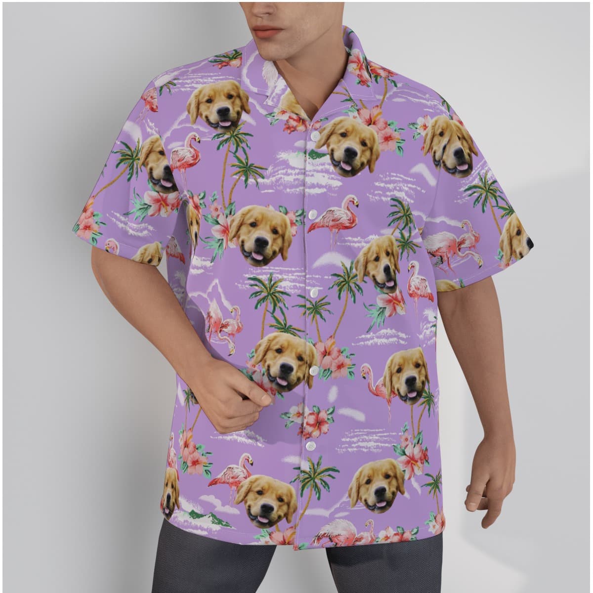 Purple Beach Hawaiian Shirt With Custom Dog (1)