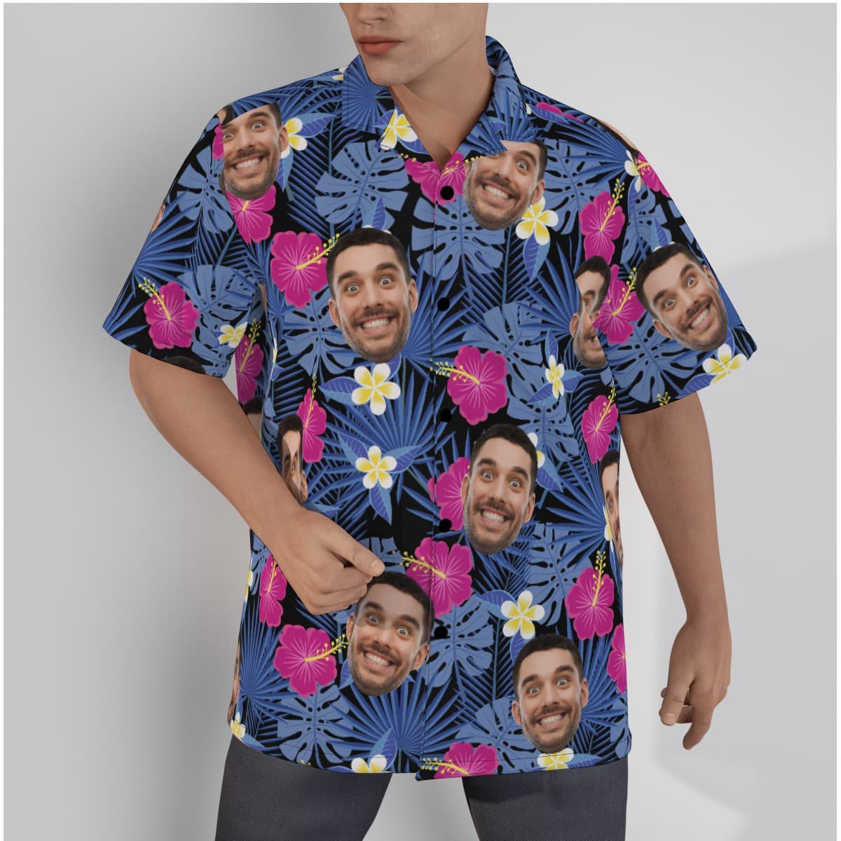 Purple Custom Hawaiian Shirt With Face For Men (1)