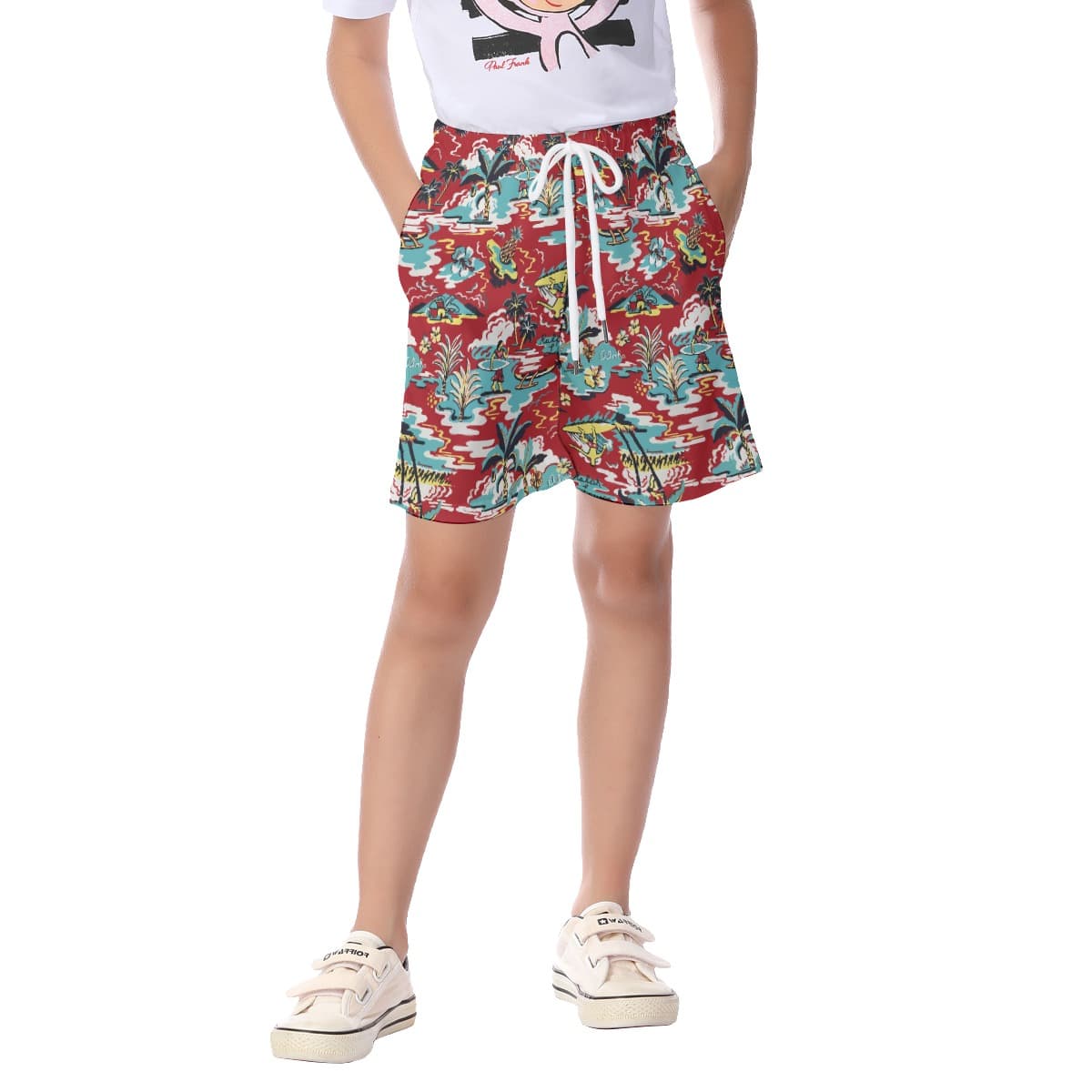 Red Aloha Beach Shorts For Toddlers And Kids (1)