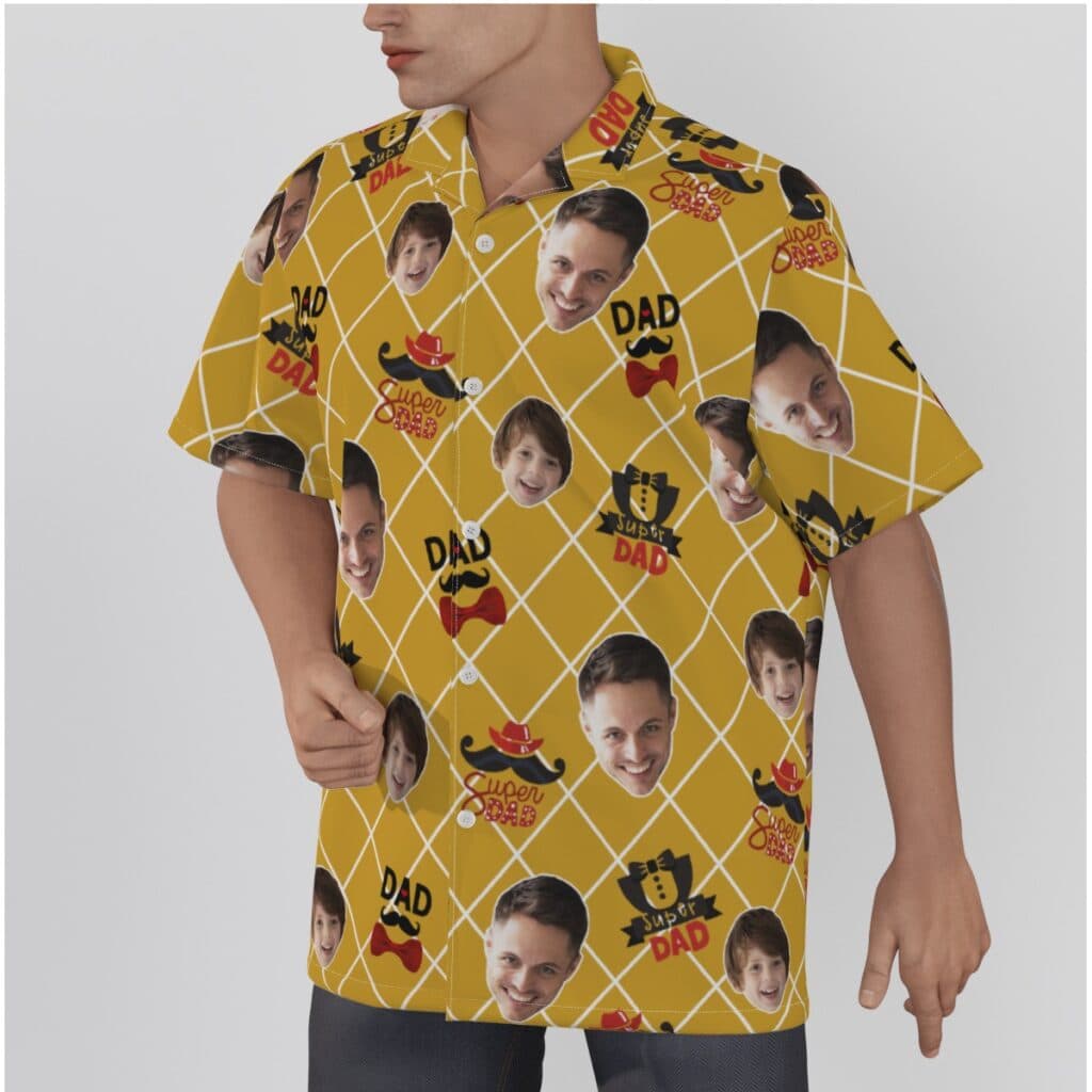 Super Dad Custom Face Father And Kid Hawaiian Shirt