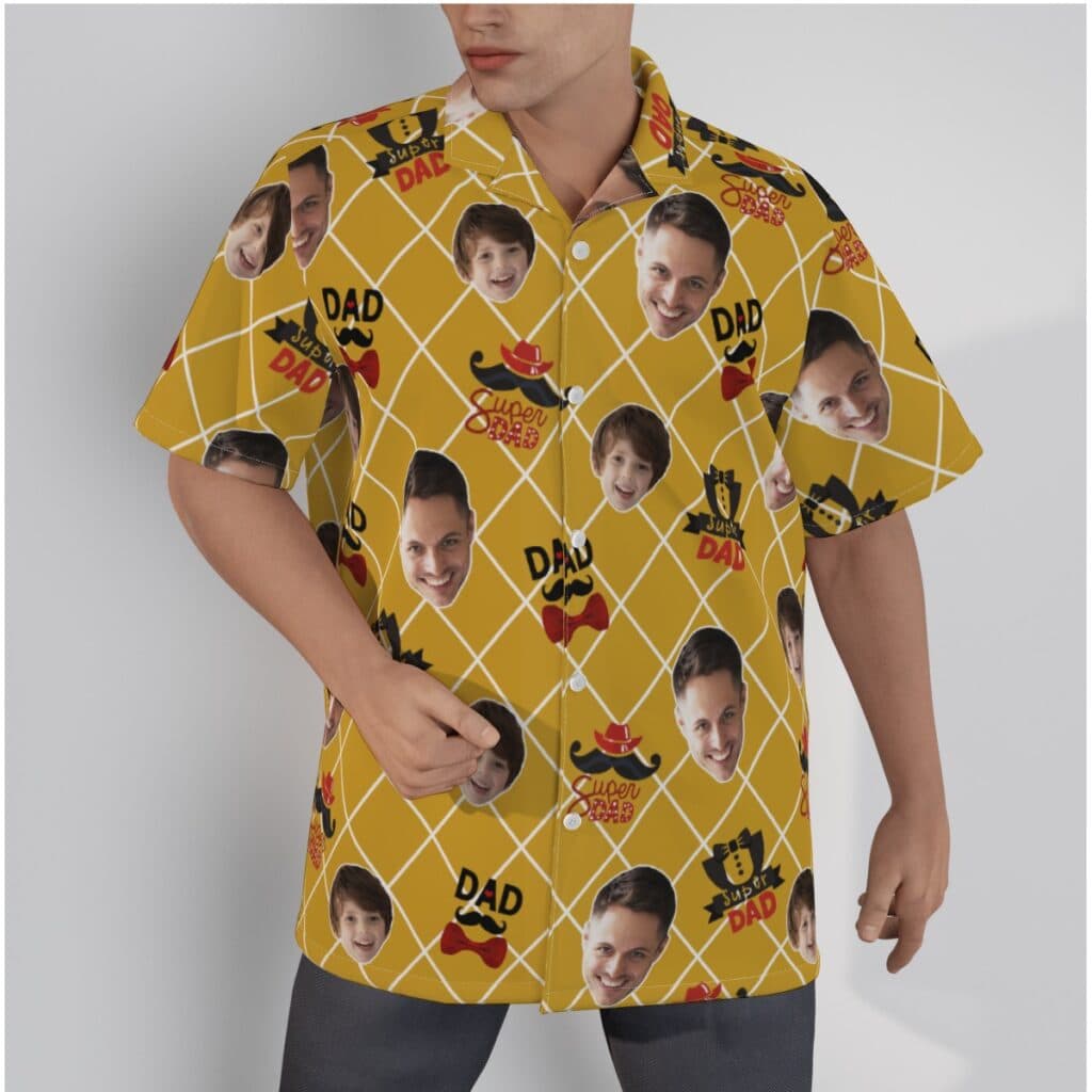 Super Dad Custom Face Father And Kid Hawaiian Shirt