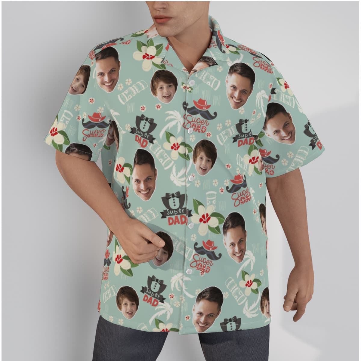 Supper Dad Custom Face Father And Kid Hawaiian Shirt