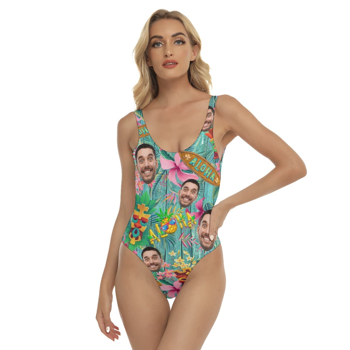 Tiki Vintage Custom Face Hawaiin Swimsuit For Women