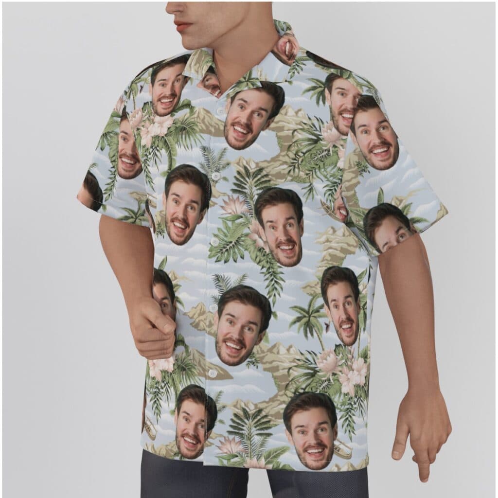 Tropical Botanical Island Custom Face Hawaiian Shirt For Men