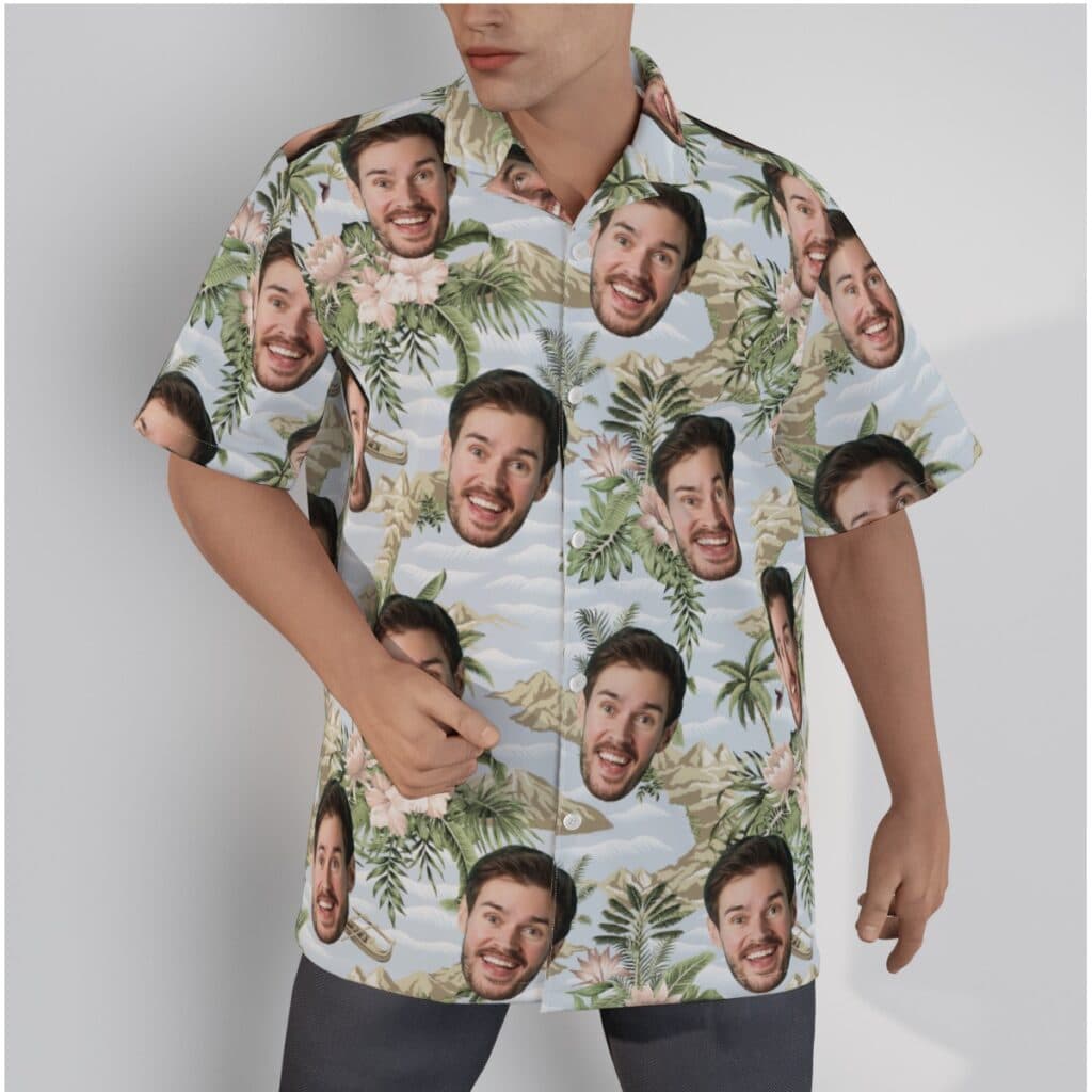 Tropical Botanical Island Custom Face Hawaiian Shirt For Men