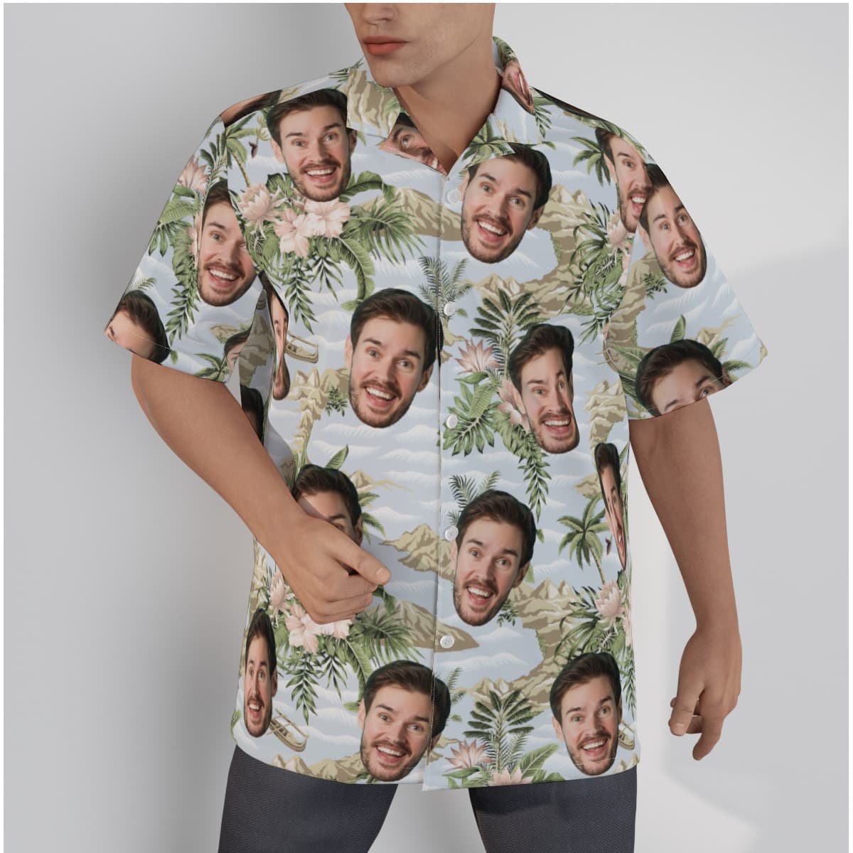 Tropical Botanical Island Custom Face Hawaiian Shirt For Men