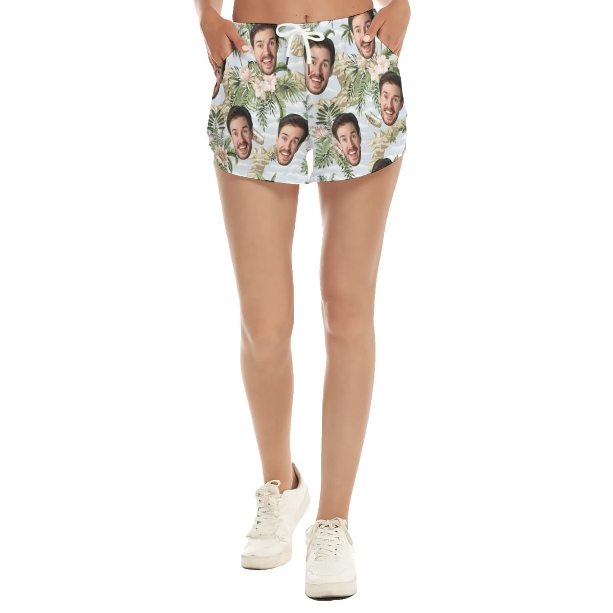 Tropical Botanical Island Custom Face Hawaiian Summer Shorts For Women (4)
