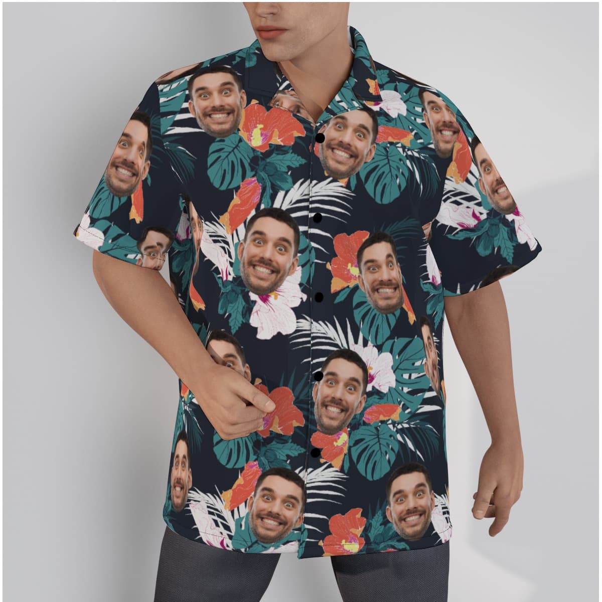 Tropical Funny Custom Face Hawaiian Shirt For Men (1)