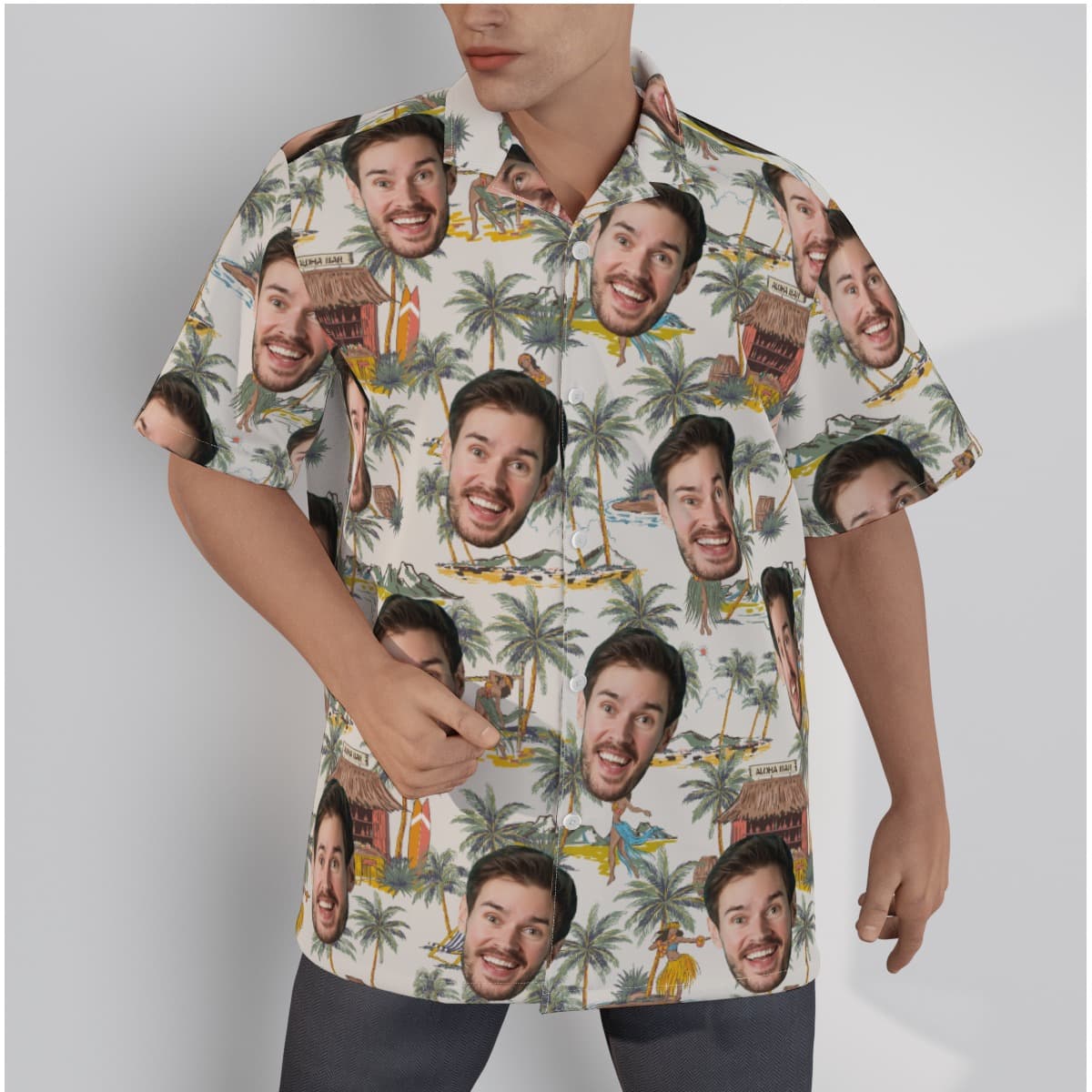 Tropical Hula Girls Custom Face Hawaiian Shirt