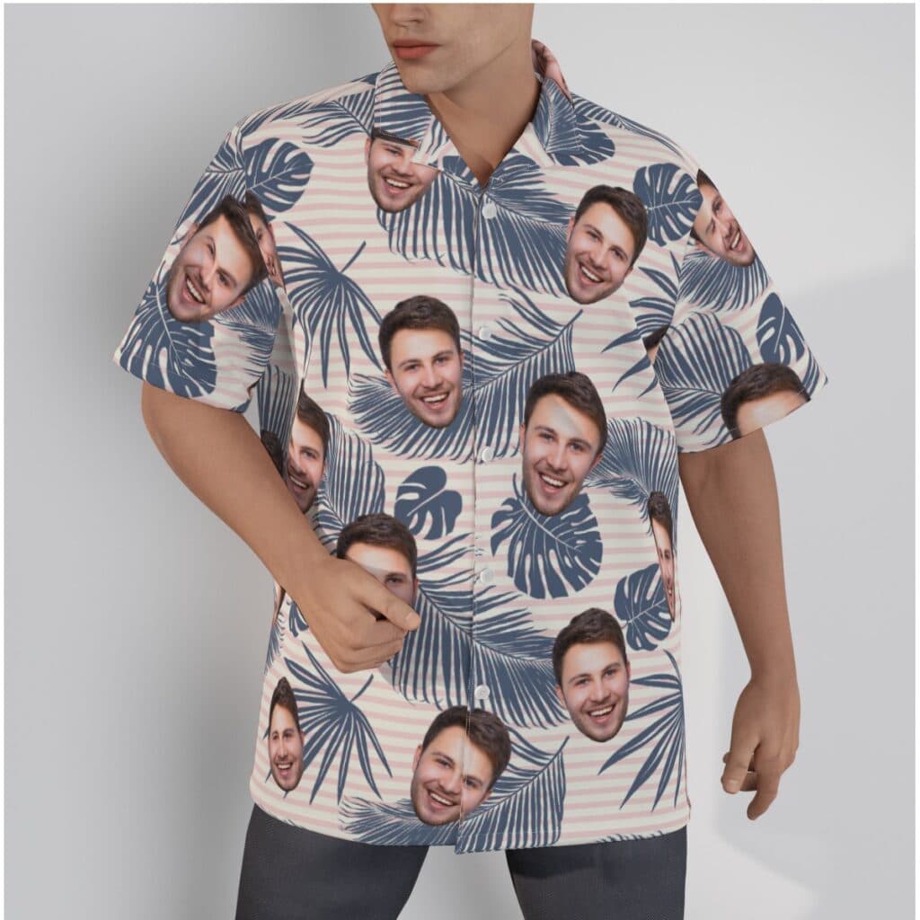 Tropical Leaf Custom Face Leaf Hawaiian Shirt (1)