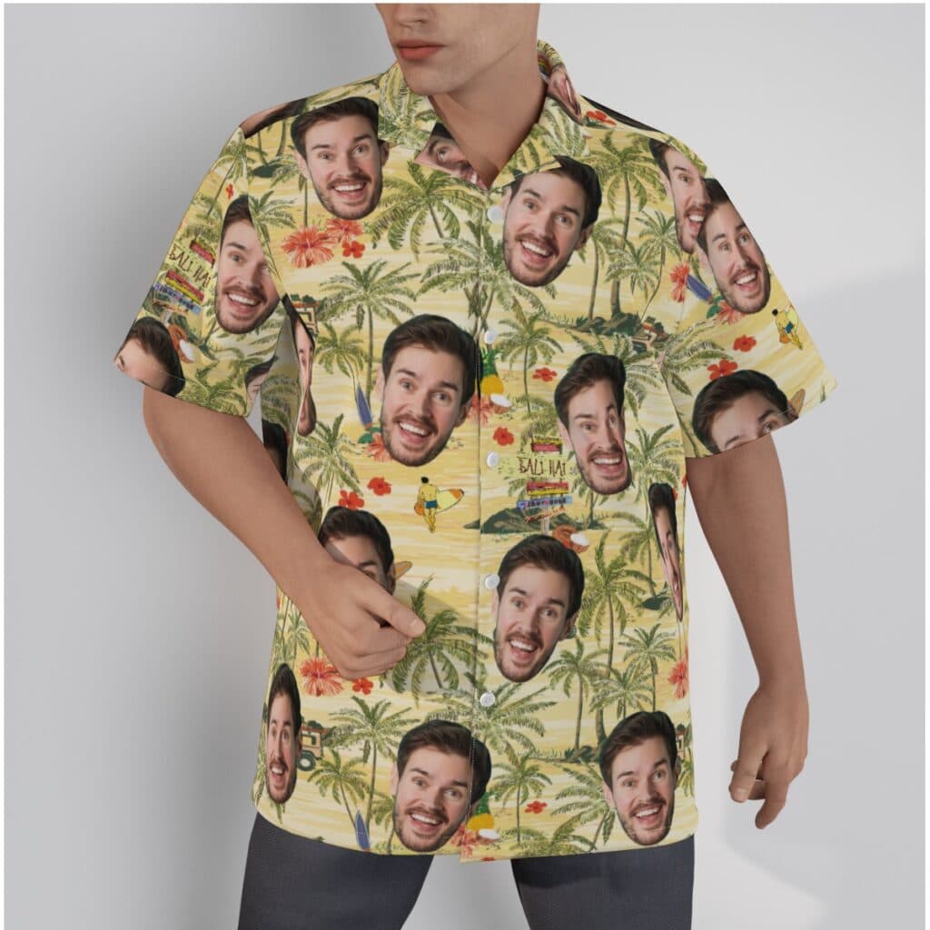 Tropical Palm Tree Custom Face Men's Hawaiian Shirt