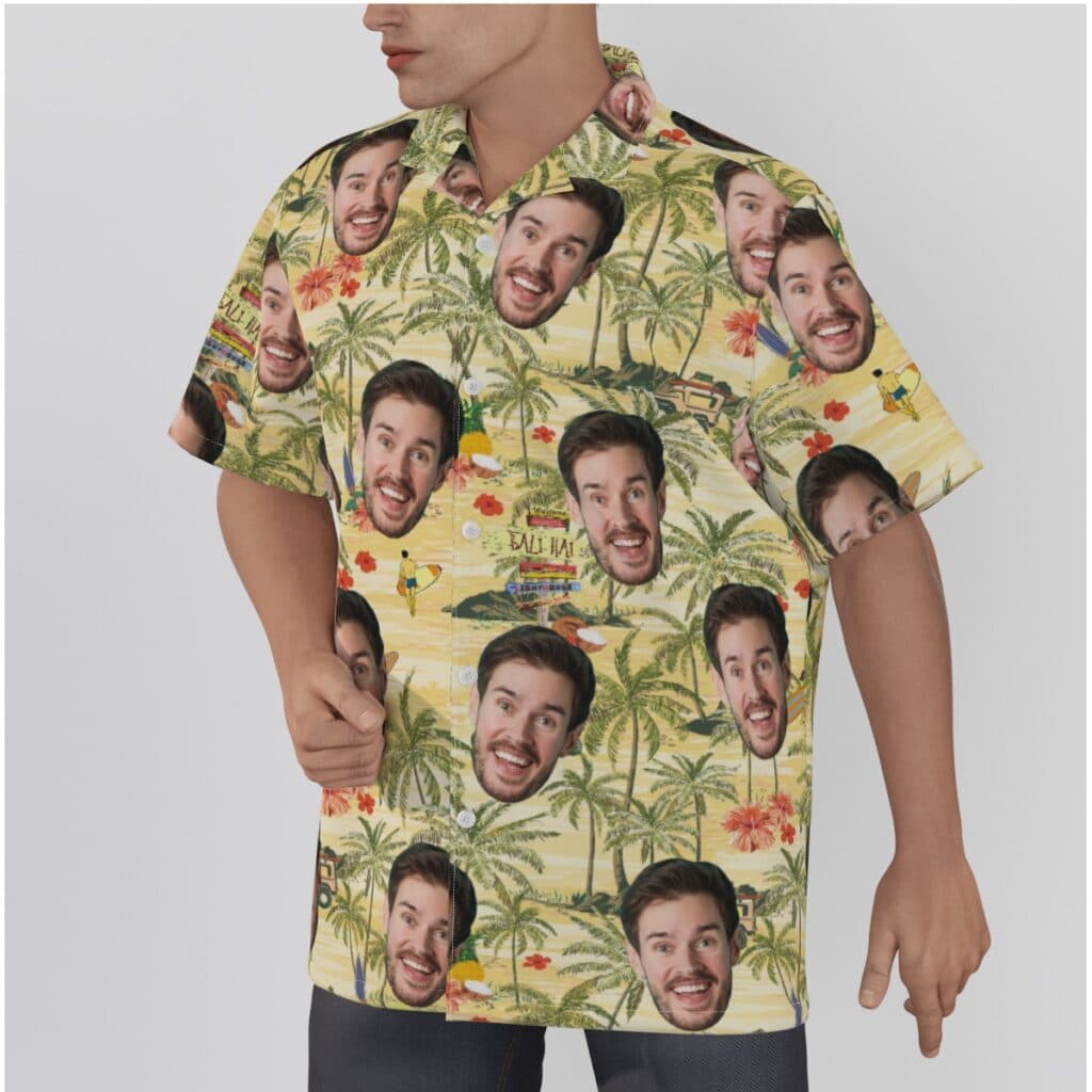 Tropical Palm Tree Custom Face Men's Hawaiian Shirt