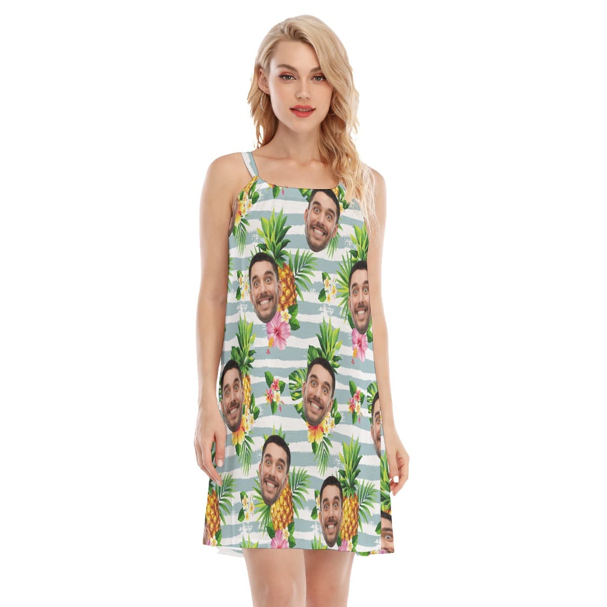 Tropical Pineapples Hawaiian Cami Dress For Women (1)