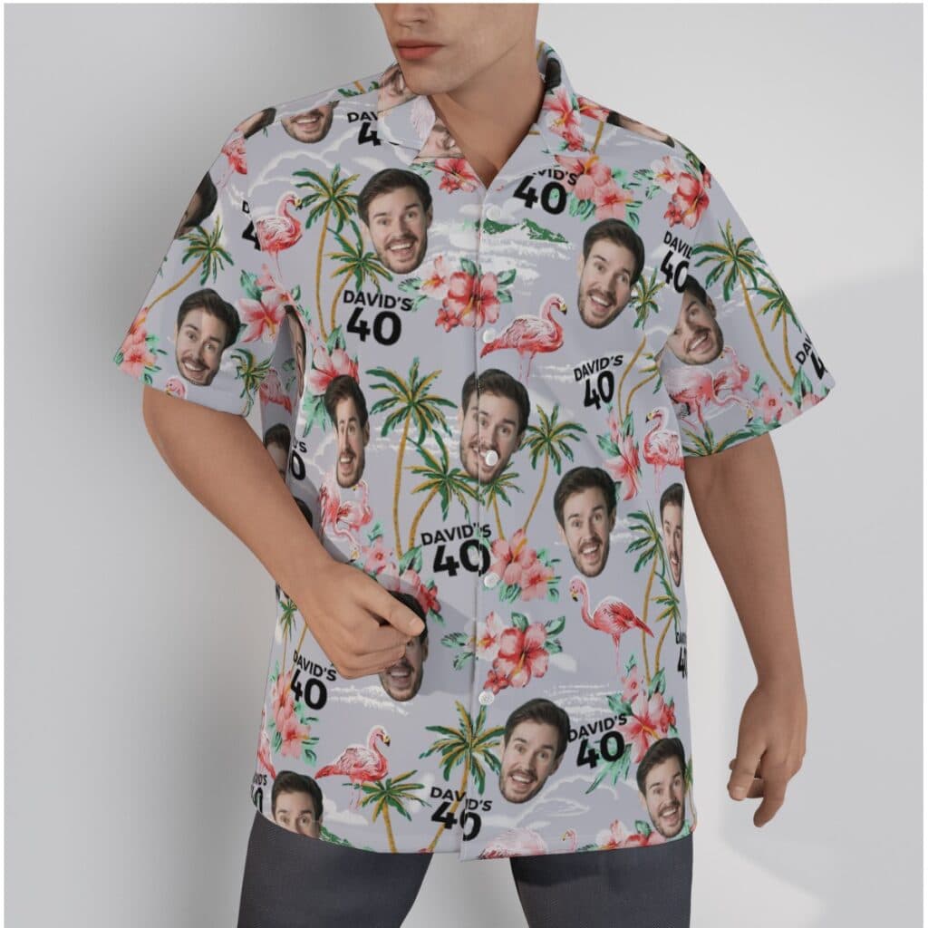 Unique Birthday Flamingo Hawaiian Shirt With Name And Face (1)