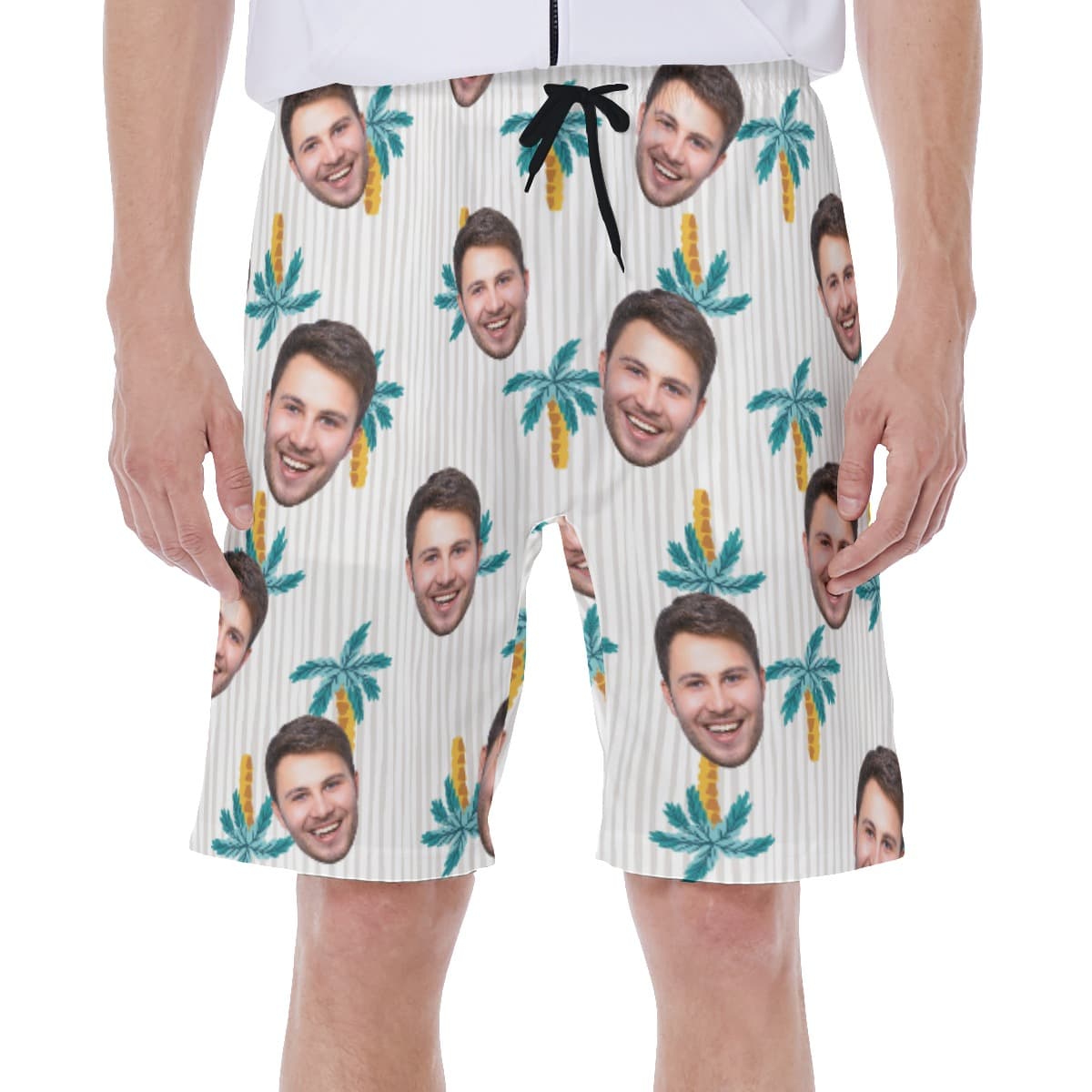 Unique Palm Tree Custom Face Men's Swim Trunks (1)
