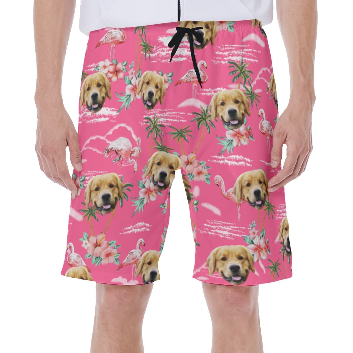 Unique Pink Custom Face Men's Swim Trunks (1)