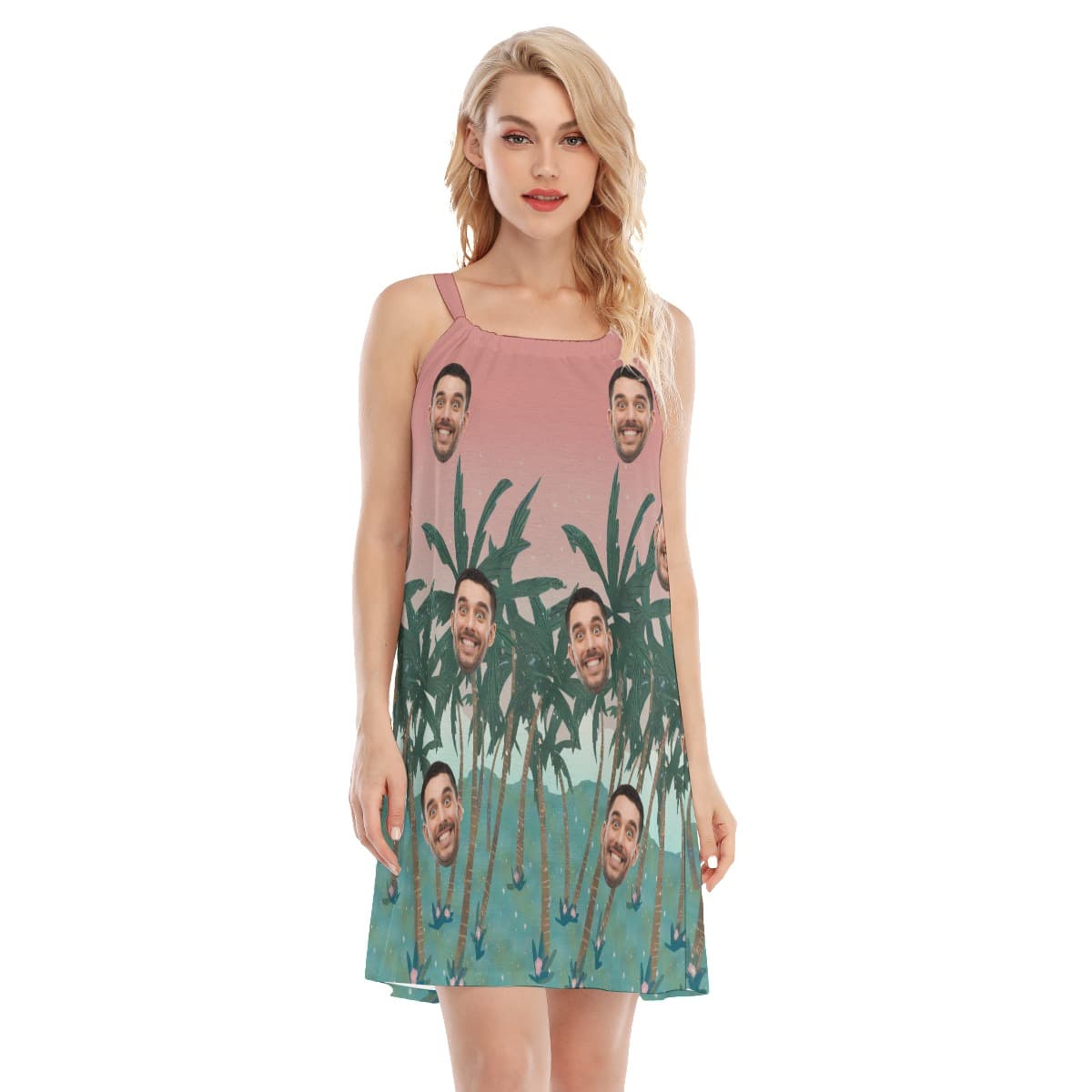Women’s Custom Face Hawaiian Dress Cami Dress (1)