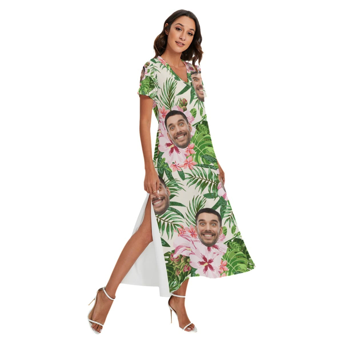 Women’s Custom Face Summer Hawaiian Beach Dress (2)
