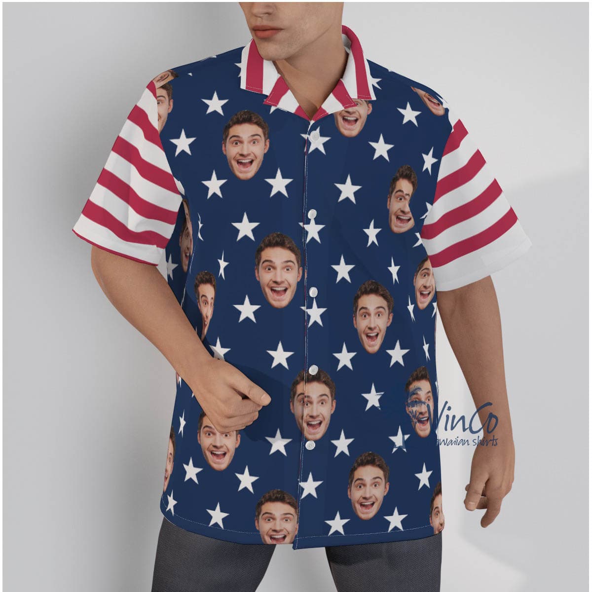 4th Of July Custom Face Men’s Aloha Hawaiian Shirts (3)
