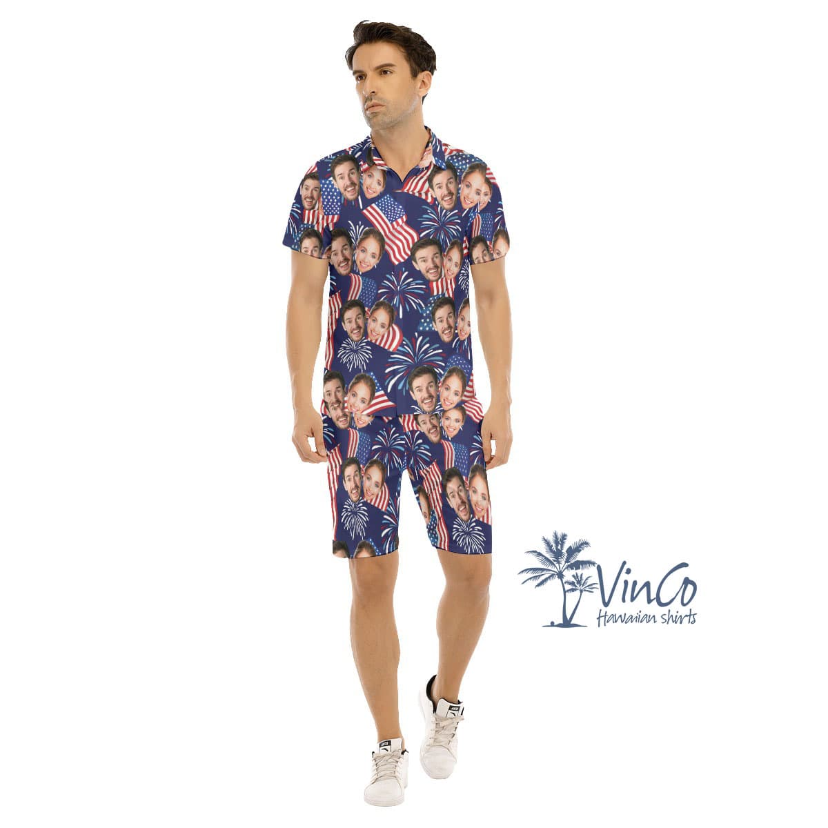 4th Of July Custom Face Men's Hawaiian Set With Multi Faces (1)