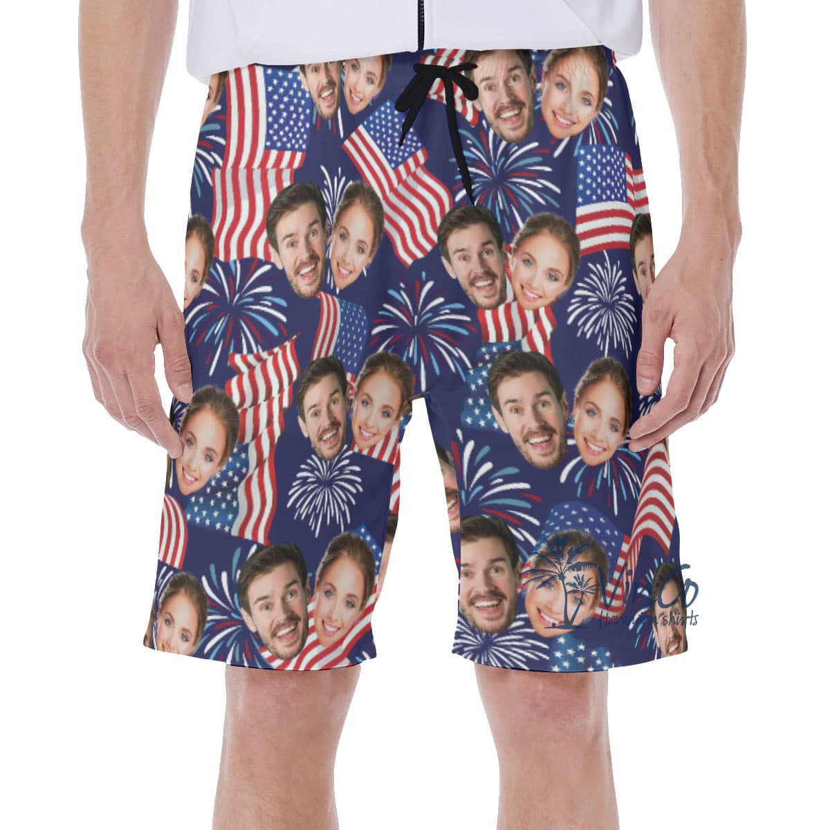 4th Of July Custom Men’s Hawaiian Shorts With 2 Faces (2)