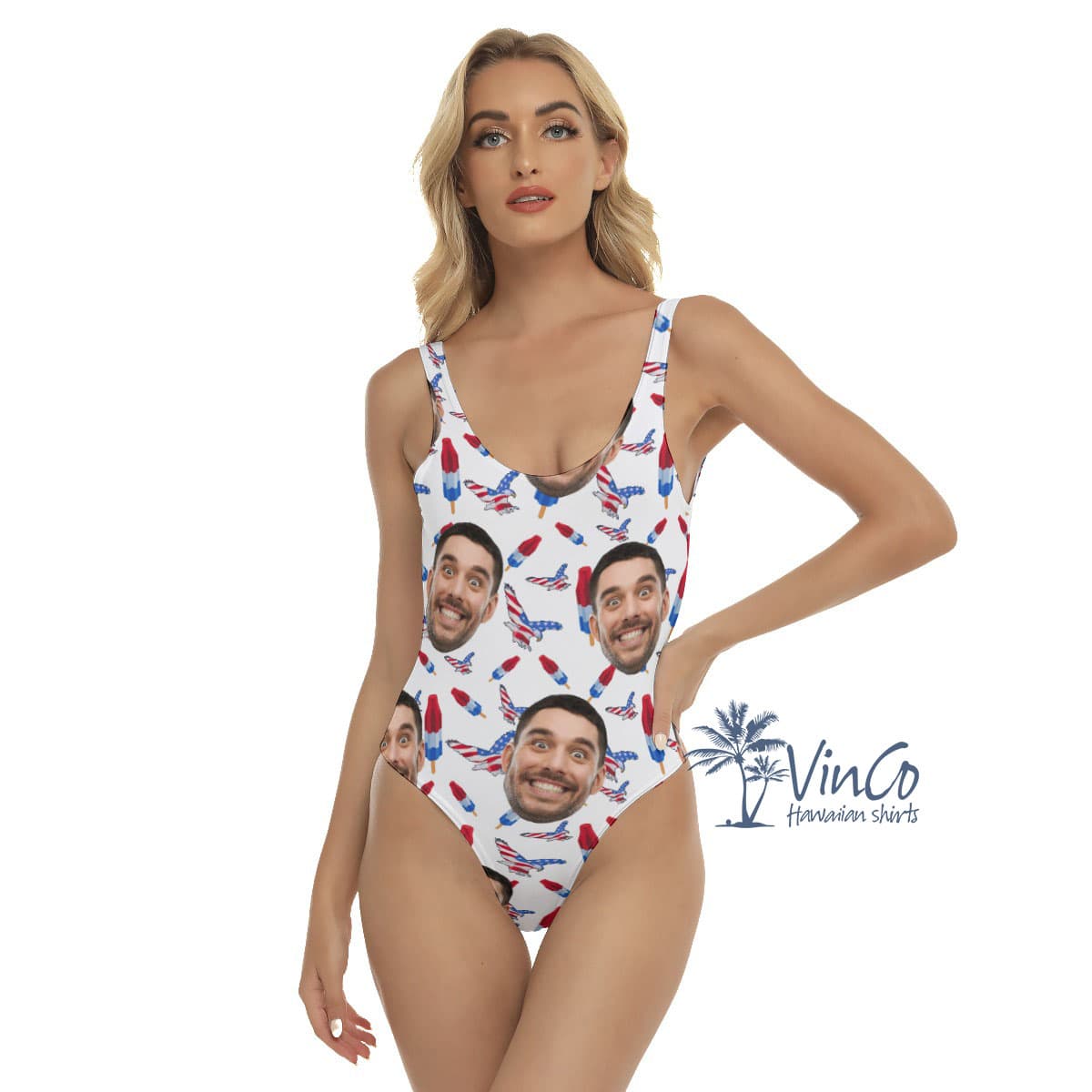 American Eagle Custom Hawaiian Swimsuit With Multi Faces (2)