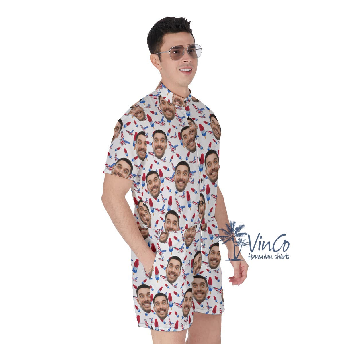 American Eagle Patriotic Custom Hawaiian Romper With Faces (1)