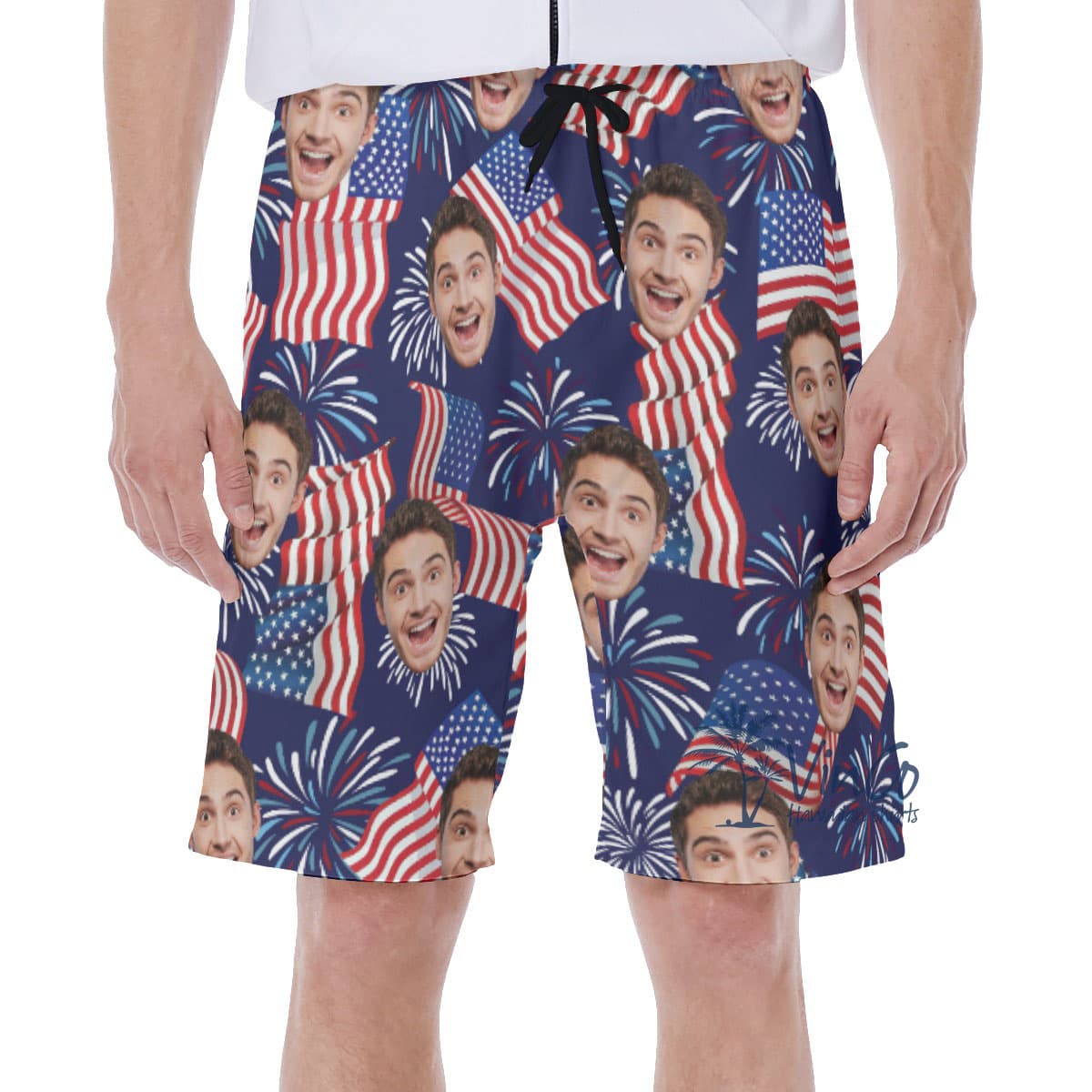 American Flag Custom Hawaiian Shorts With Multiple Faces (2)
