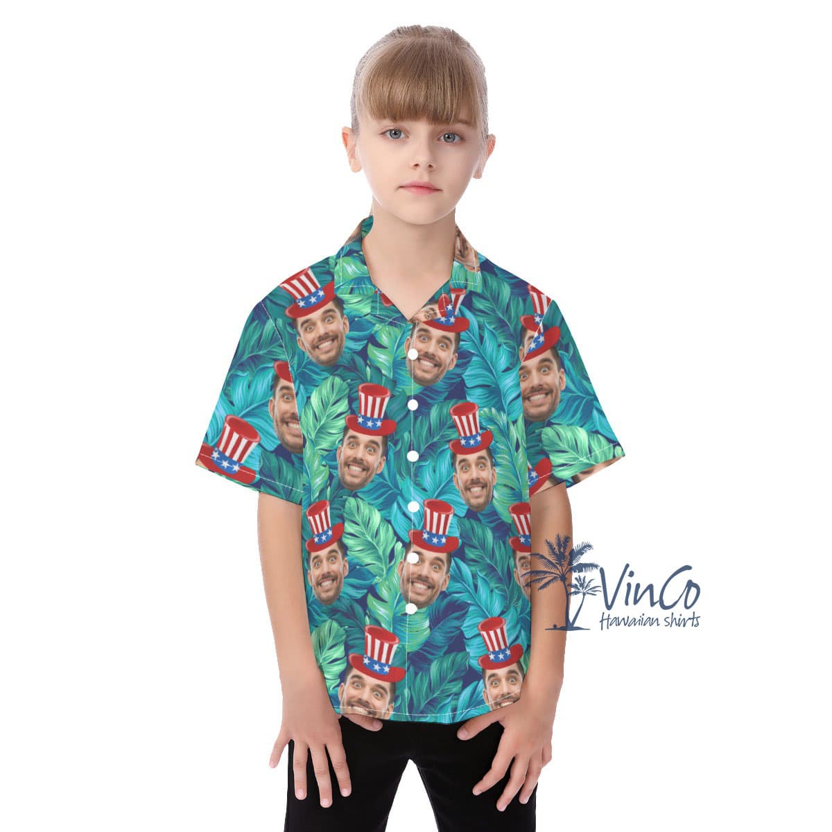 American Independent Custom Face Aloha Shirt For Kids (2)