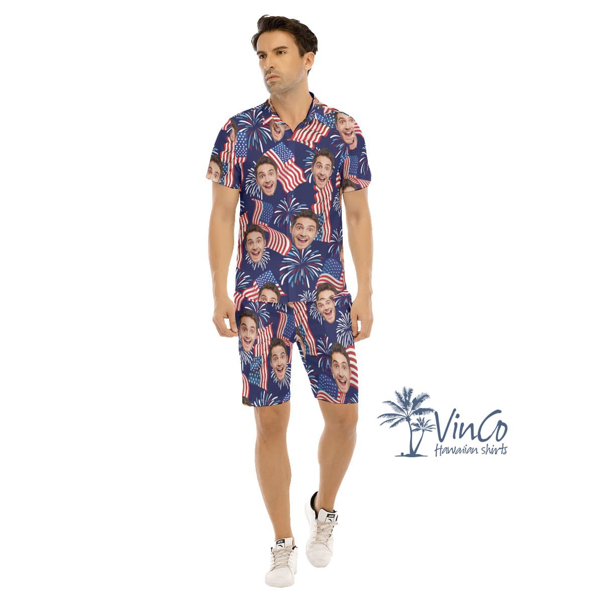 American Independent Day Custom Hawaiian Men's Set With Multiple Faces (2)