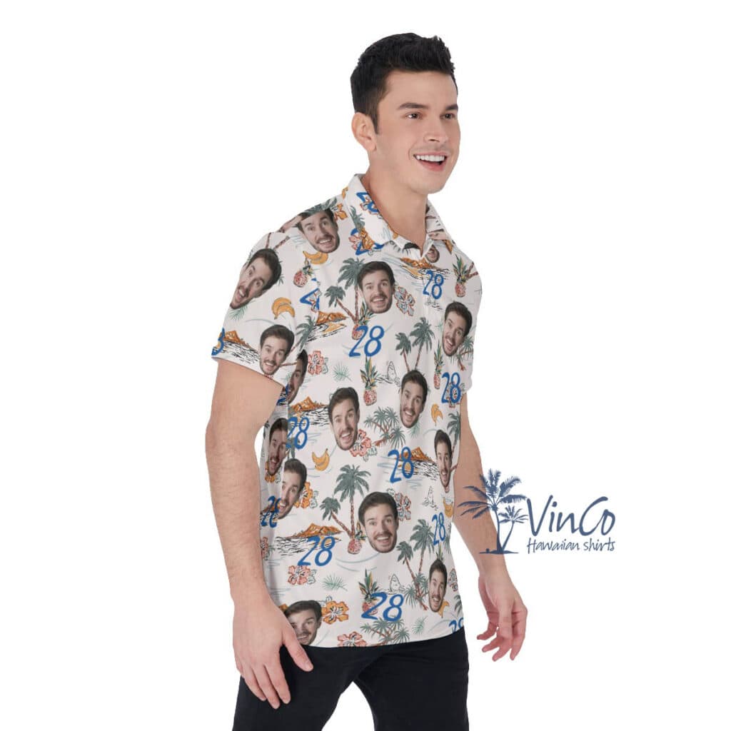 Birthday Gift Idea Custom Hawaiian Polo Shirts With Face And Age