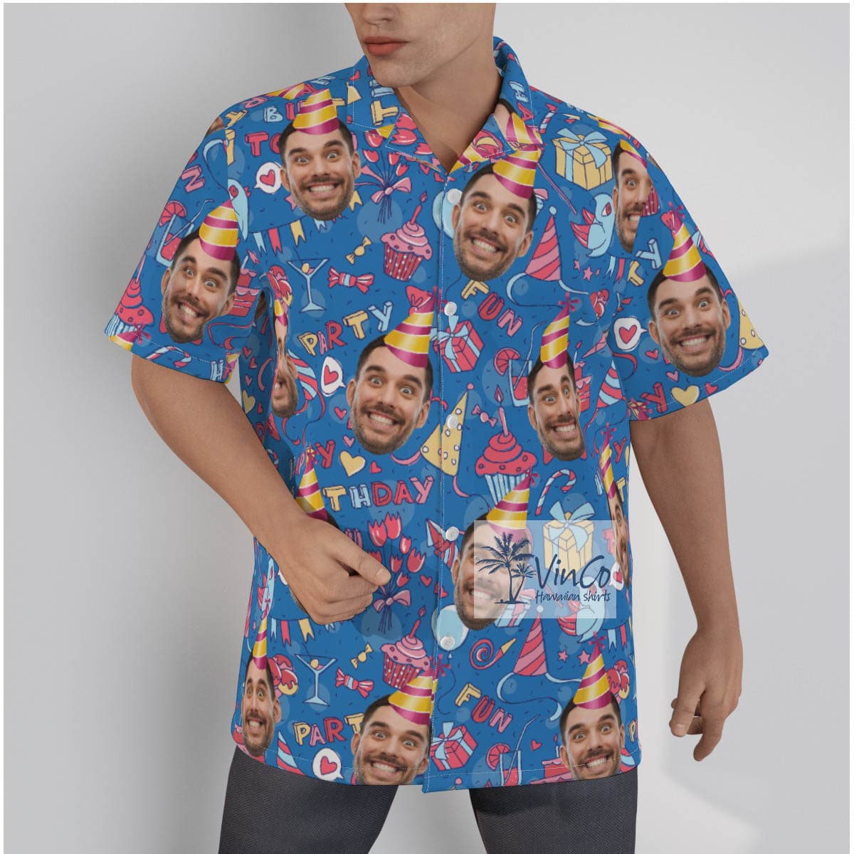 Blue Happy Birthday Custom Aloha Shirt For Men (2)