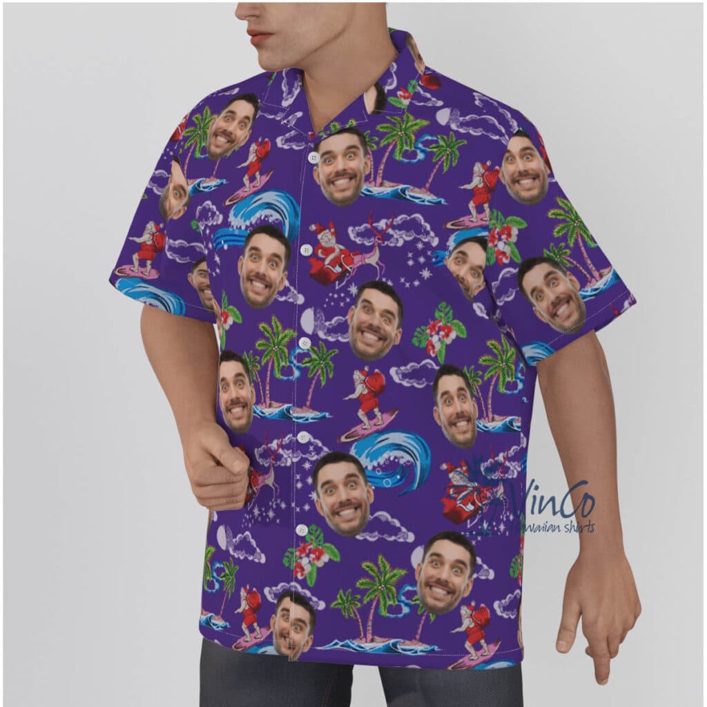 Christmas Santa Claus Custom Face Hawaiian Shirt