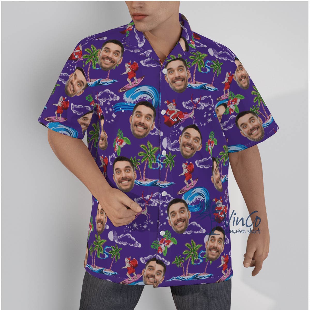 Christmas Santa Claus Custom Face Hawaiian Shirt