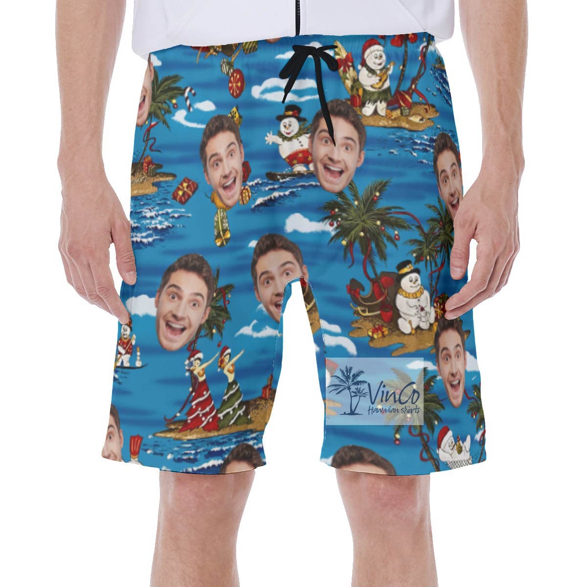 Christmas Snowman Tropical Hawaiian Swimwear With Custom Face