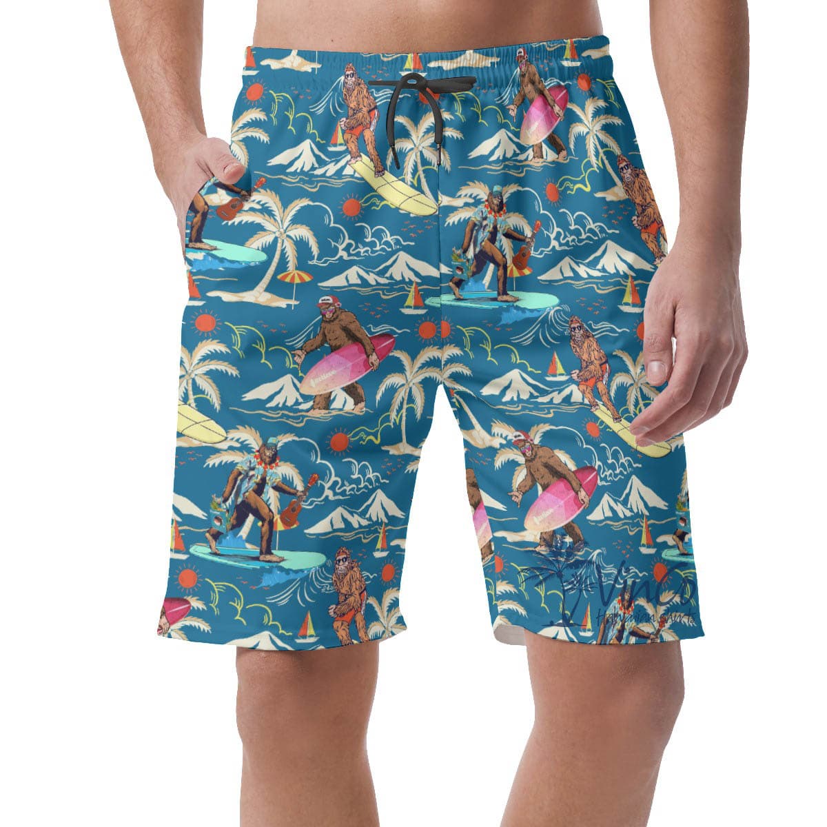 Cool Bigfoot Hawaiian Summer Shorts For Men (2)