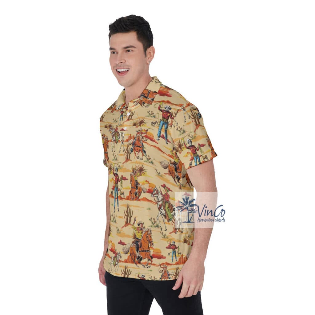 Cowboy Hawaiian Polo Golf Shirt For Men