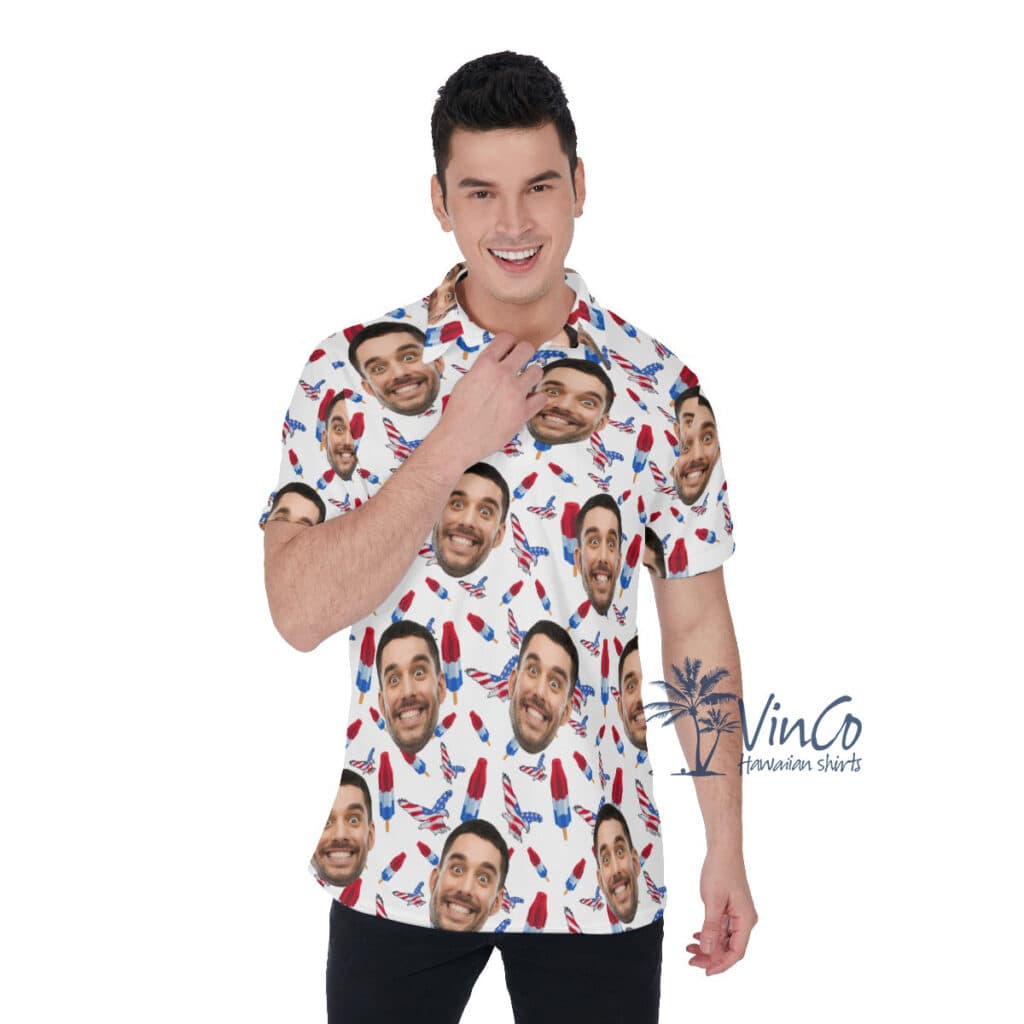 Custom American Eagle Men's Polo Shirt With Face (1)