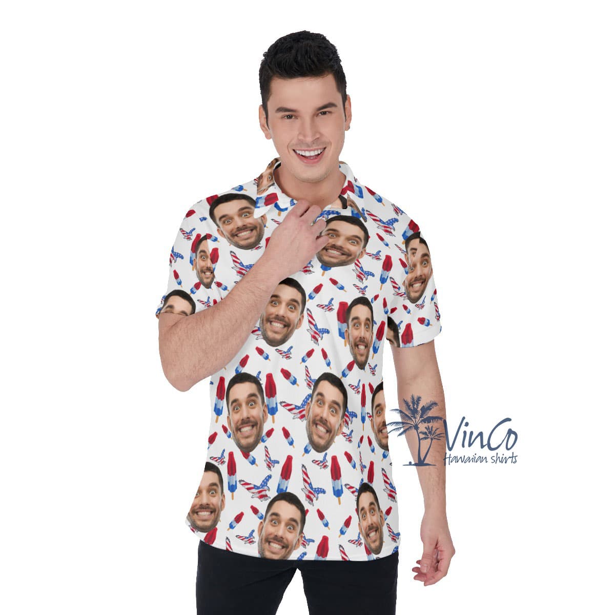 Custom American Eagle Men's Polo Shirt With Face (1)