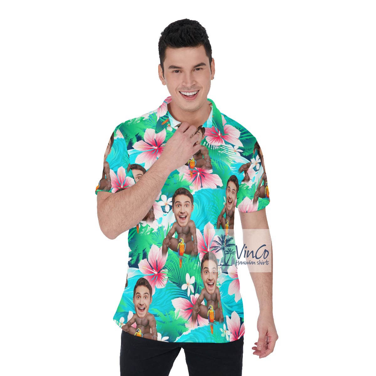 Custom Barry Wood Face Floral Polo Shirt For Men (4)