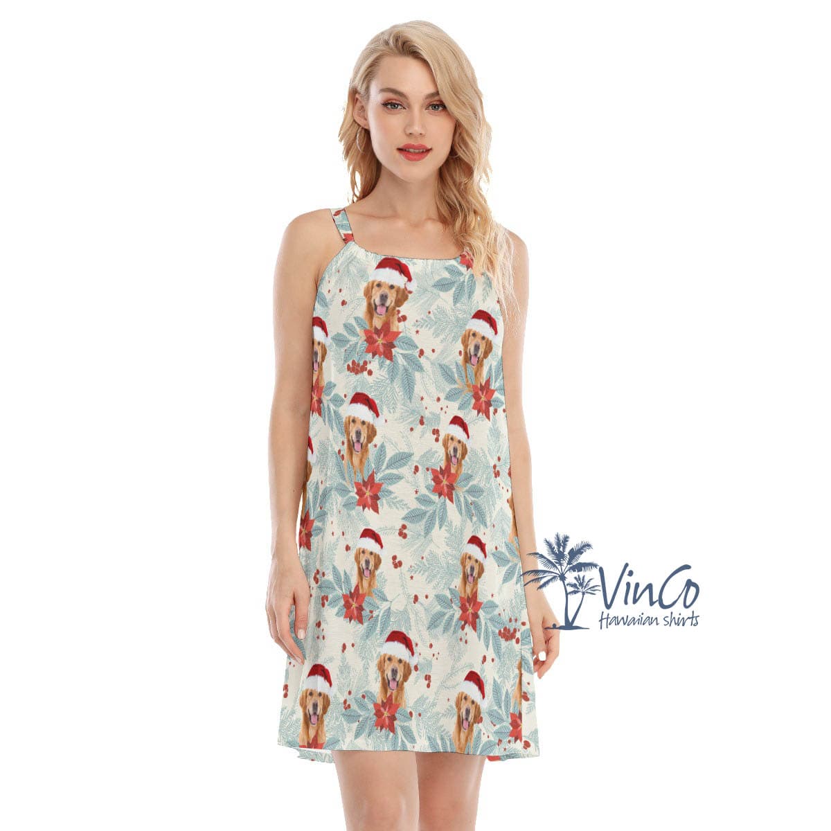 Custom Christmas Dress With Dog Face For Women (1)