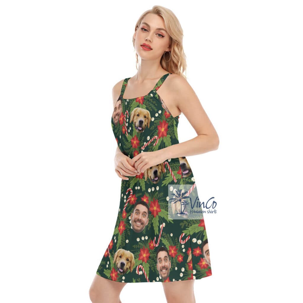 Custom Christmas Floral Hawaiian Dresses With Multiple Faces