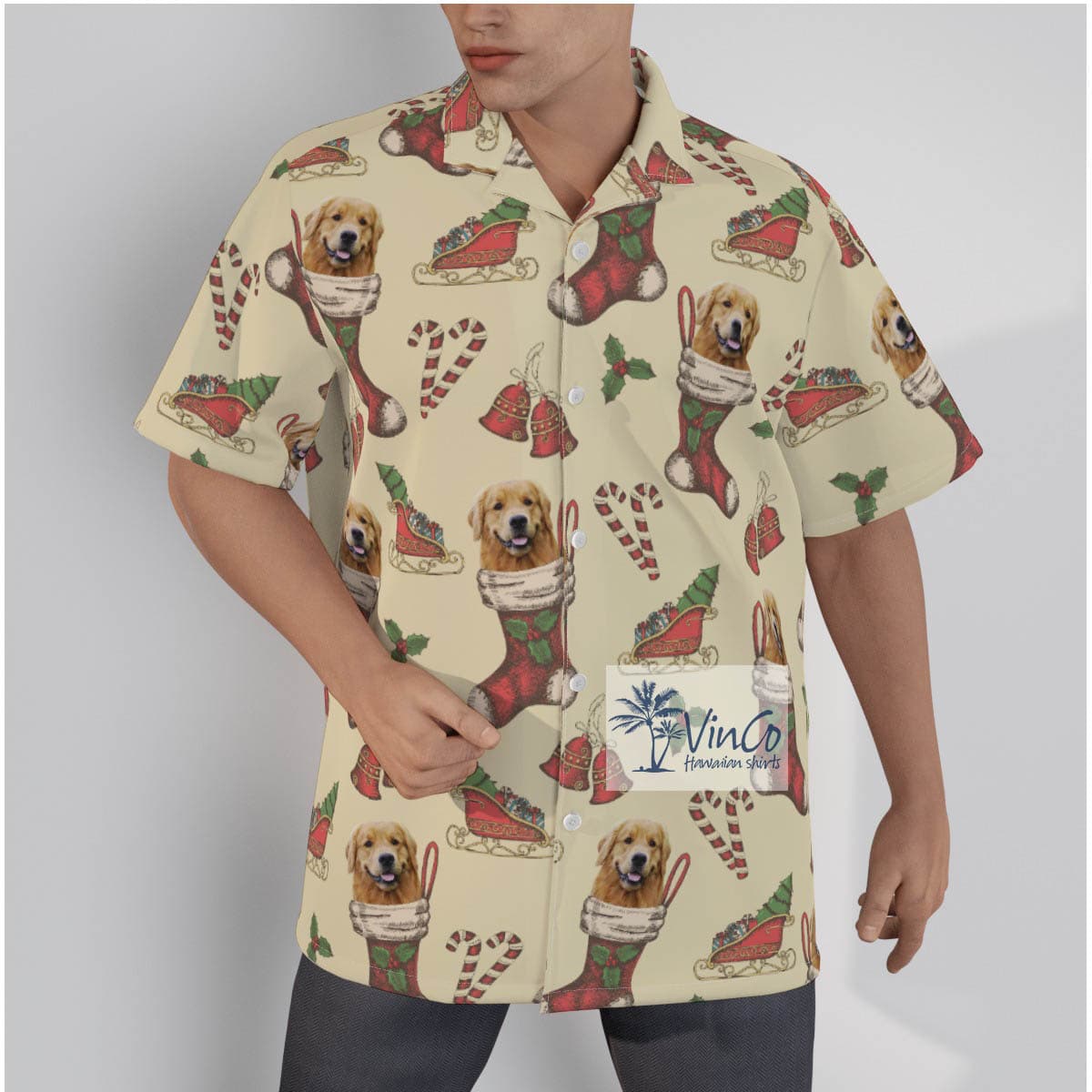 Custom Christmas Hawaiian Shirt With Dog Face
